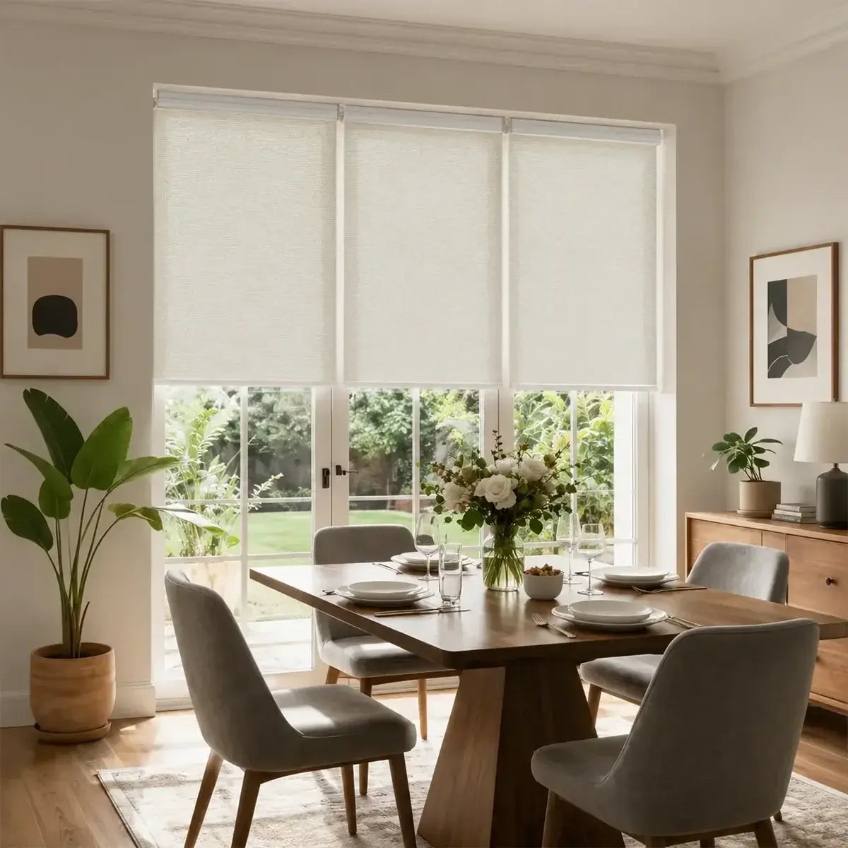 SOVOEN Threadscape Custom Motorized Woven Roller Shades